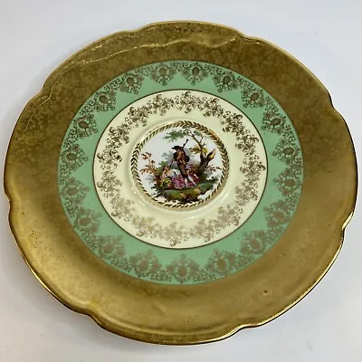 Victoria Czechoslovakia Charger Serving Plate 24k Gold Victorian Couple 12 In • $44.99