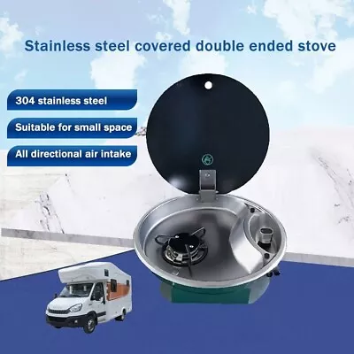 RV Round Gas Stove One Burner With Glass Cover Stainless Steel LPG Cooker • $275.48