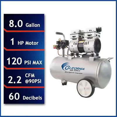 8.0 Gal. 1.0 HP Ultra Quiet And Oil-Free Electric Air Compressor • $307.32