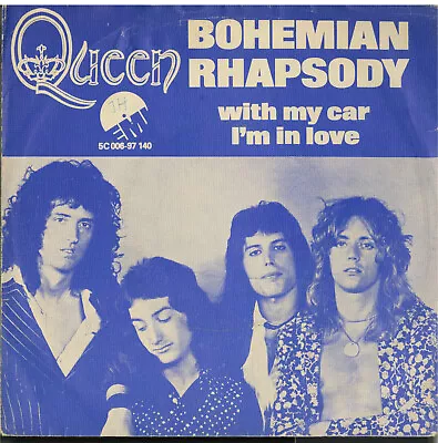 Queen Bohemian Rhapsody Danish 7  Vinyl | BLUE ON WHITE RARE - SCANS VG/VG+ • £25