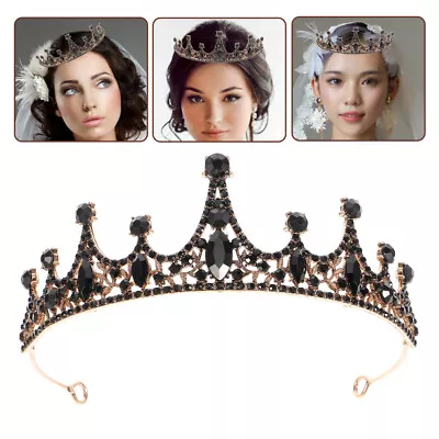  Black Crown Alloy Miss Vintage Princess Tiara Gothic Pageant Crowns For Women • £8.48