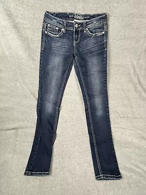 VANITY  Womens Size 26/32 Harlow SKINNY JEANS Dark Wash W/ Sequins • $16.20