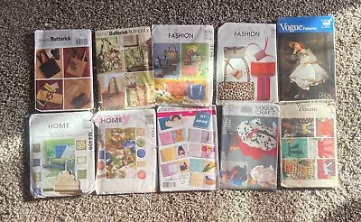 Lot Of 10 Vintage Pillow Craft And Bag Sewing Patterns UNCUT FF 1970s-2000s • $20