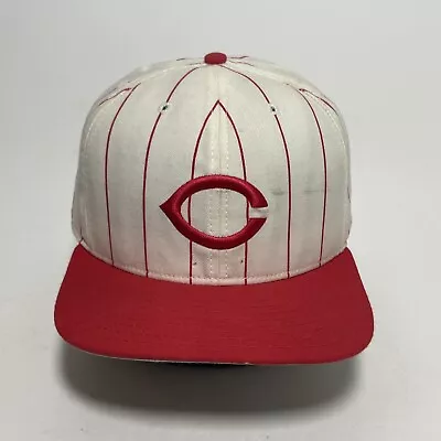 Vintage Cincinnati Reds Hat Cap Snapback Pinstripe New Era Pro Model Made In USA • $34.97