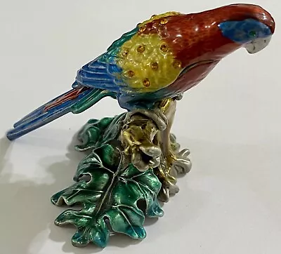 McCaw Bird Trinket Box  Metal Stones Colorful Glazed • $14.95