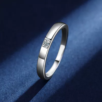 $29.99 • Buy Moissanite Diamond Solid Sterling Silver Platinum PL Men's Wedding Ring Band M20
