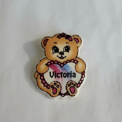 Victoria Teddy Bear Rainbow Heart Ceramic Heart Lapel Pin • $9.45