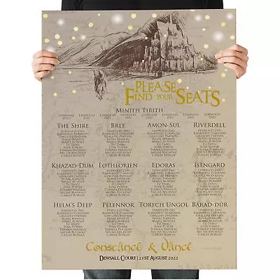 Lord Of The Rings Rings Of Power Wedding Seating Chart Middle Earth Table Plan • £4.99