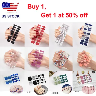 Full Size Nail Wraps Stickers Polish Toe Manicure Art Self Stick Decor 3D Decals • $1.85