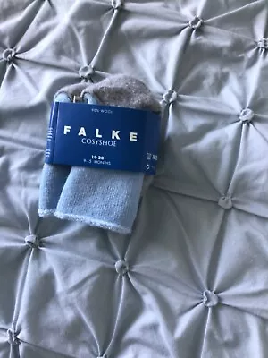 Falke Cosyshoe Baby  Socks/slippers 9-15 Months. BNWT Bue/ Grey • £7