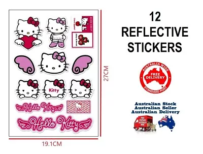 Hello Kitty Reflective Sticker Sheet (12 Stickers) Motorcycle Dirt Car Bike • $13.95