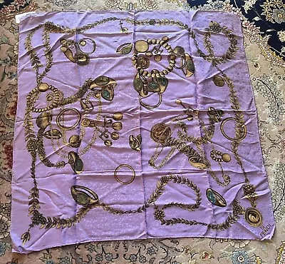 NEW WITH TAGS Vintage FENDI Silk Scarf 34”x 34” Square Purple Gold Jewelry Rings • $99.99
