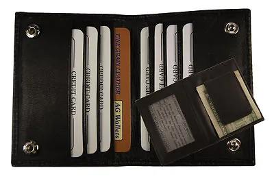 Leather Magnetic Money Clip Slim Credit Card Id Holder Black Mens Wallet • $18.49