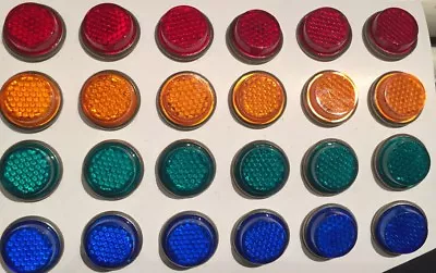 Vintage Style REFLECTORS BIKE RED BLUE GREEN AMBER 24 Pieces 6 Of Each • $16