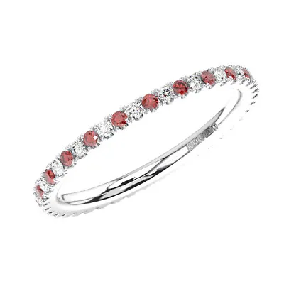 2mm 100% Natural Round Cut Diamonds & Rubie Full Eternity Ring In 9K White Gold • £384.80