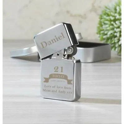 Personalised Birthday Silver Lighter & Gift Box Men Or Women 21st 30th 40th 50th • £6.99