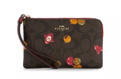 Coach Corner Zip Wristlet With Ornament Print In Classic Canvas. Coach Wallet • $123.90