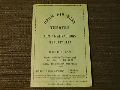 Vintage Military Germany  1957 Hahn Air Force Base Theatre Attractions Paper Ad • $55.99