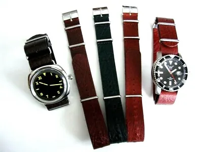 NATO G10 ® Strap Buffalo Leather RAF Military Pilot Watch Band Bonded IW SUISSE • $20.31