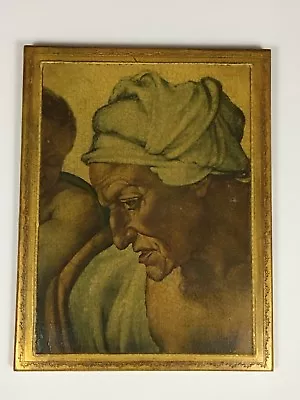 Head Of CUMAEAN SIBYL Wood Painting Greek Prophetess MICHELANGELO Made In Italy • $159.95