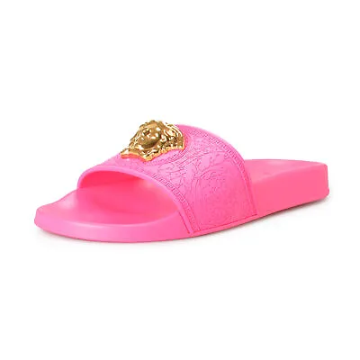 Versace Women's Gold Medusa Head Fuxia Pink Pool Slide Flip Flops Shoes • $219.99