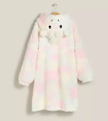 Kids Unicorn Pink Oversized Teddy Bear Hoodie Pyjama Aged 5-6yrs • £8