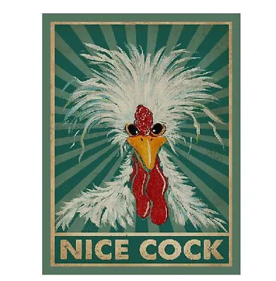 CHICKEN COCK Metal RETRO Sign BATHROOM KITCHEN WORKSHOP GARAGE A5 A4 • £5.49