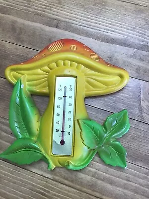 Vintage MCM Mushroom Wall Hanging Chalkware Miller Studio 1978 Thermometer Cute • $23