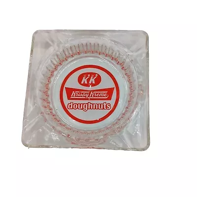 Vintage Krispy Kreme Square  Thick  Glass Ashtray 4 Slots Doughnuts Collectible • $16.95