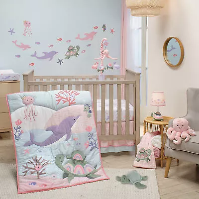Lambs & Ivy Sea Dreams 3-Piece Dolphin/Turtle Nautical Baby Crib Bedding Set • $139.99