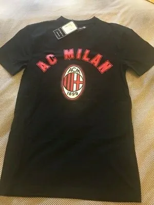 Football T Shirt A.C. MILAN  Official Licensed Short Sleeve Black  X Small  NEW • £9