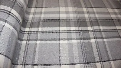 Dove Grey Balmoral Wool Effect Tartan Upholstery Curtain Fabric Plaid Fabric • £279.99