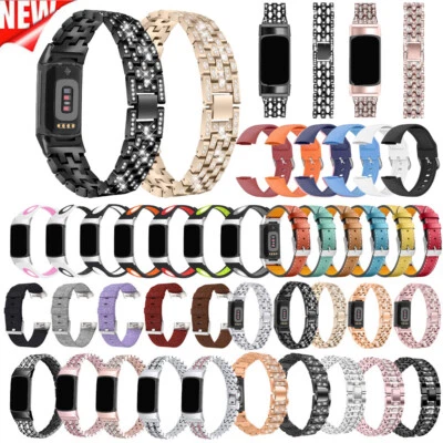 $10.63 • Buy For Fitbit Charge 5 Wrist Band Leather/Silicone/Metal Strap Bracelet Replacement