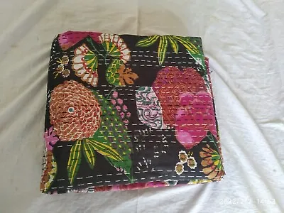 £35.99 • Buy Indian Hand Block Print Kantha Quilt Bedspread Handmade Bedding Blanket Throw