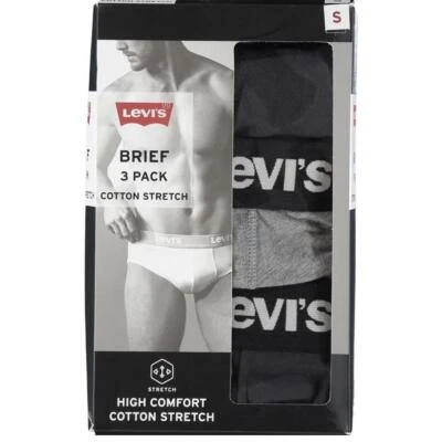 £14.99 • Buy Levi's 3 -Pack Solid Basic Men's Briefs Navy/Grey Double Layered - Small
