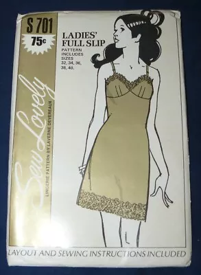 Vintage 1970s Sew Lovely Pattern S701 Ladies Full Slip Size 32-40 Uncut • $12.97