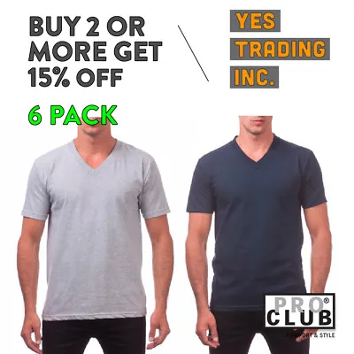 6 Pack Mens Plain V Neck T Shirt Heavy Duty Short Sleeve Tee Cotton Big And Tall • $39.95