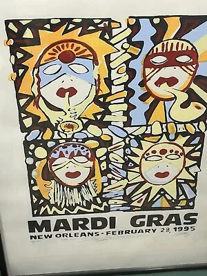 Vintage Mardi Gras Poster  New Orleans - February 28  (1996) Signed • $125