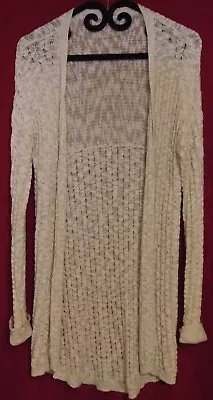 MOSSIMO Womens SIZE MEDIUM Long Drape IVORY Sweater Cardigan PRE-OWNED • $20