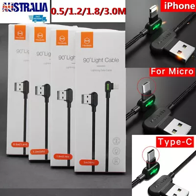 $14.99 • Buy MCDODO 90 Degree Right Angle Type C Micro Cable Fast Charge IPhone X 7 8 11 Pro