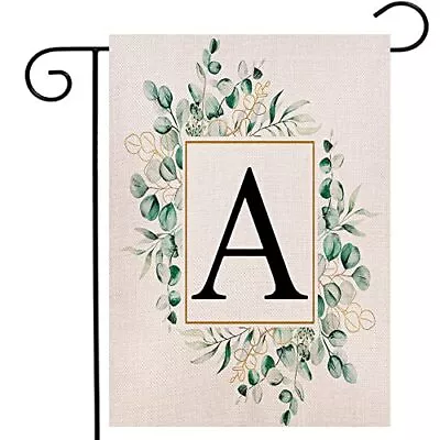 Monogram Letter Eucalytus Floral Garden Flag 12.5x18 Inch Double Sided A • $9.09