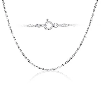 .925 Polished 2mm Singapore Solid Sterling Silver Chain In Length 7 - 36 Inches • $10.99