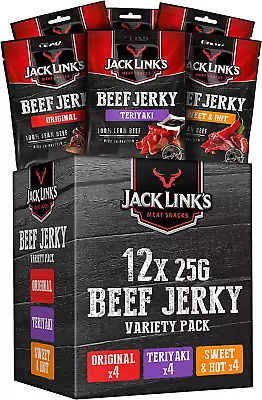 Jack Links Beef Jerky Mixed Case Variety Pack X4 Sweet And Hot X4 Teriyaki X4 • £31.63