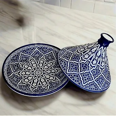  Authentic 25cm Handmade Moroccan Tagine Pot - Exquisite Ceramic Presentation • $68