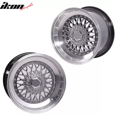 $274.99 • Buy (2) 17X8.5 +25 5X100 / 5X114.3 Step Lip Deep Dish Mesh Wheels Rim (Acura Chevy)
