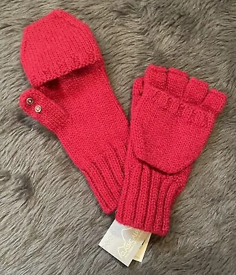 $37.99 • Buy Classic Alpaca 100% Cable Knit Glittens Gloves Mittens Red Medium M NWT New