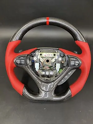 Acura TSX 2009-14  Carbon Fiber Steering Wheel  Red Leather Black Stitching • $649.99