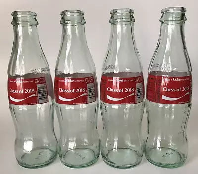 Lot 4 CLASS OF 2018  Share A Coke  Label Coca-Cola Empty 8 Oz Glass Bottles • $14.98