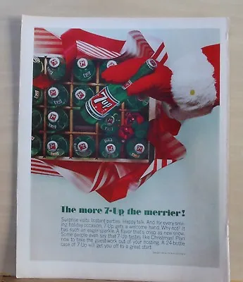 1965 Magazine Ad For 7-Up Soda - Santa Grabs A Bottle From Case Christmas Ad • $3.46