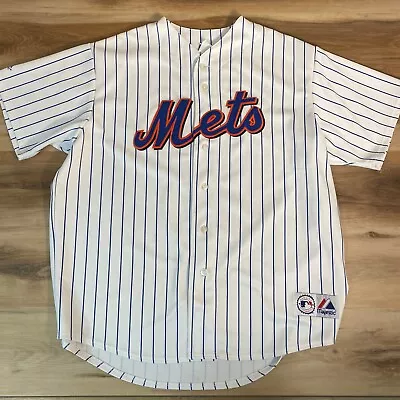 Vintage NY Mets Jersey Mens XXL Majestic Pinstripe • $38.88